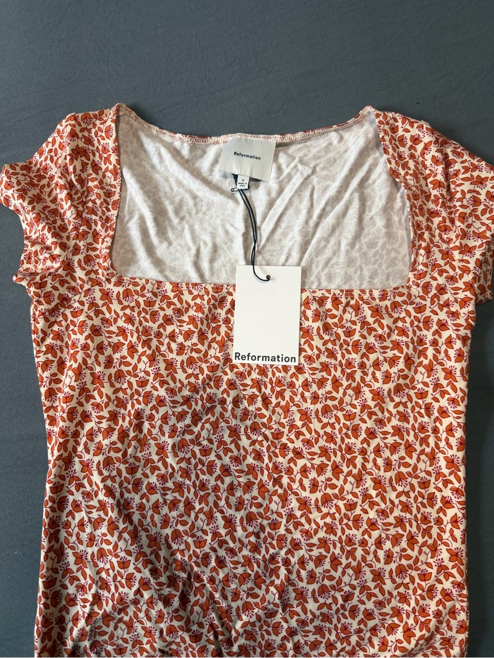 Reformation Floral Square-Neck Top